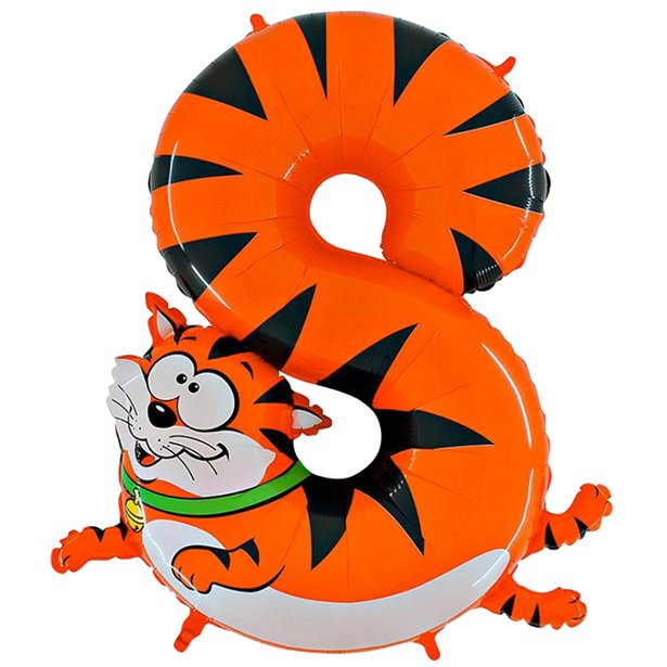 40" Cat Number 8 - Animaloon Foil Balloon (Flatpack)